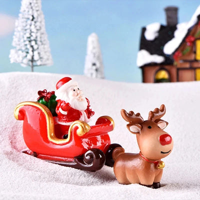 Mini Resin Christmas Decoration Santa Claus Snowman Tree Micro Landscape Model DIY Miniature Garden Figurines Home Ornament Gift 