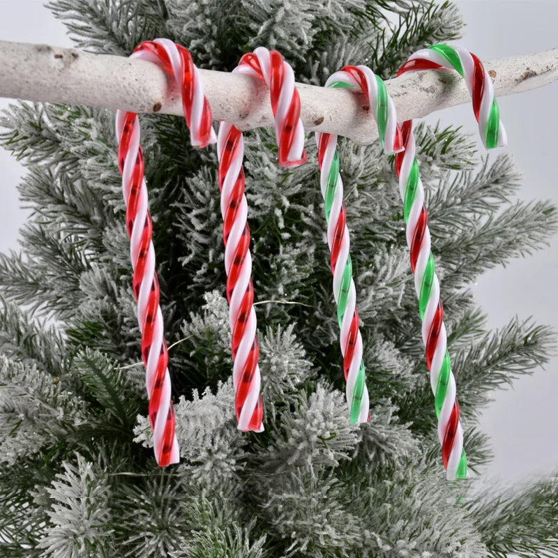 Christmas Candy Canes Acrylic Xmas Tree Hanging Twisted Crutch Pendant New Year Christmas Party Home Decoration Ornaments Gifts