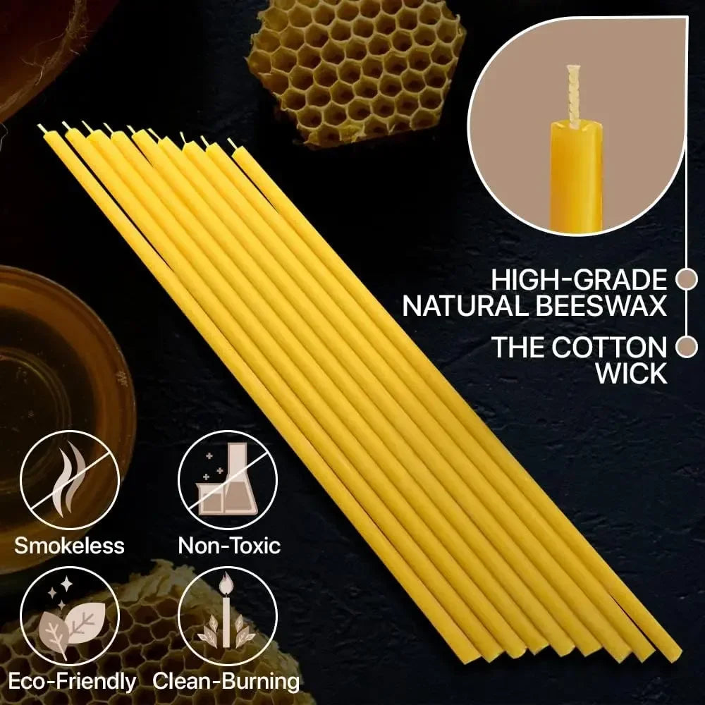 50/100/200Pcs Natural Beeswax Candles Decorative Hanukkah Candles Pure Beeswax Birthday Candle for Church Prayer Cake Christmas