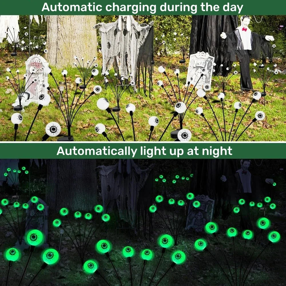 1-6PCS Halloween LED Eyeball Lights Solar Garden Lawn Lights Outdoor Scary Decoration Lights Halloween Party Decoration