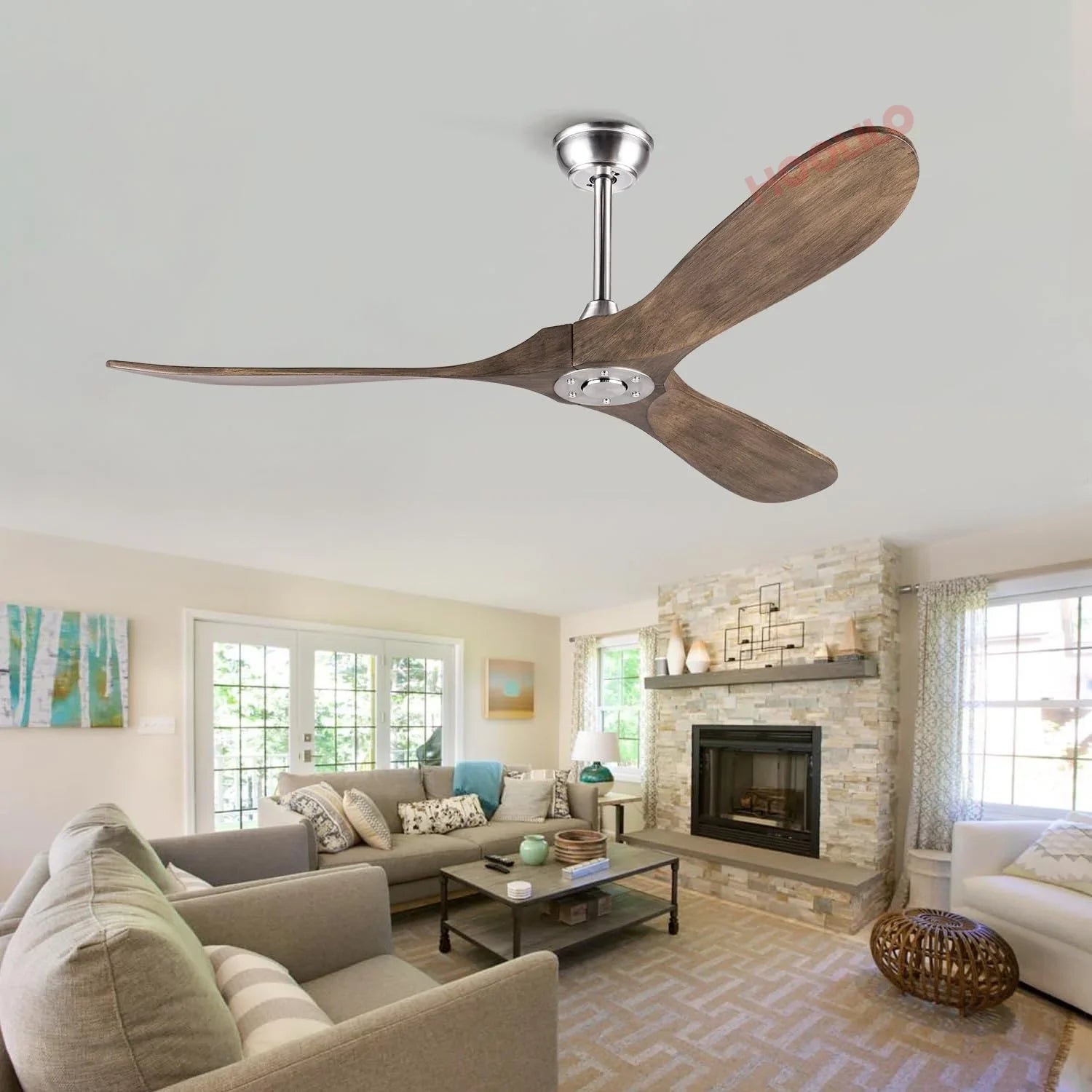 Big Size Wood Ceiling Fan with LED Lights – DC Motor, 6 Speeds, Ventiladores de Techo con Luces, Free Shipping 