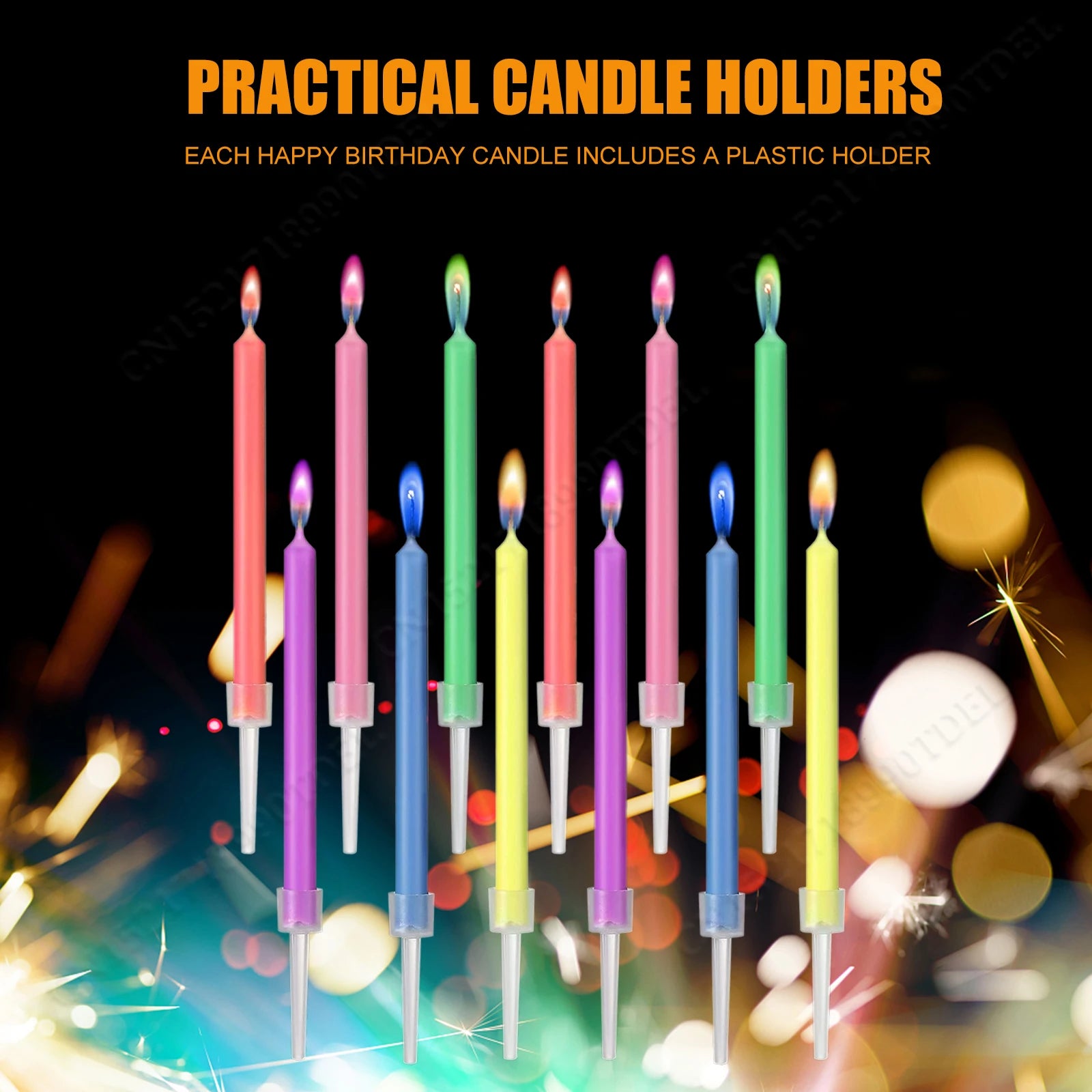 5-12PCS Multicolour Flame Candles Colorful Wedding Party Birthday Cake Candles Decoration Party Supplies