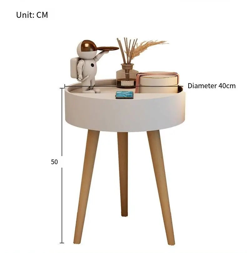 Simple Nightstand with Wireless Charging - Nordic Design, Waterproof, Anti-Fouling, and Anti-Scratch Storage Table