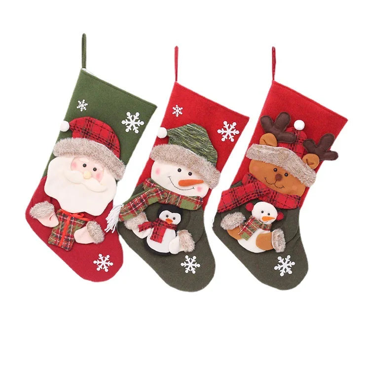 New Christmas Socks Decorative Socks Gift Bag Christmas Tree Hanger Christmas Decoration Gift