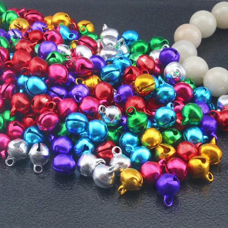 50-300PCS DIY Handmade Crafts Xmas New Year Ornament Gift Mix Colors Loose Beads Small Jingle Bells Christmas Decoration Gift