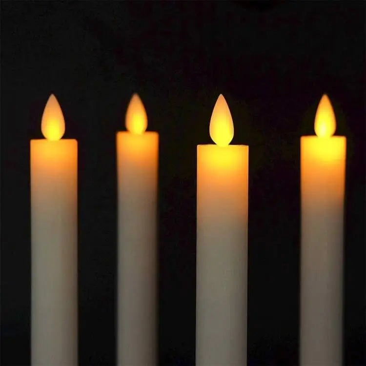 Remote controlled Moving Flame Ivory Led Taper Candle Dancing Wick Candlestick Christmas Wedding Home table Decoration H23cm