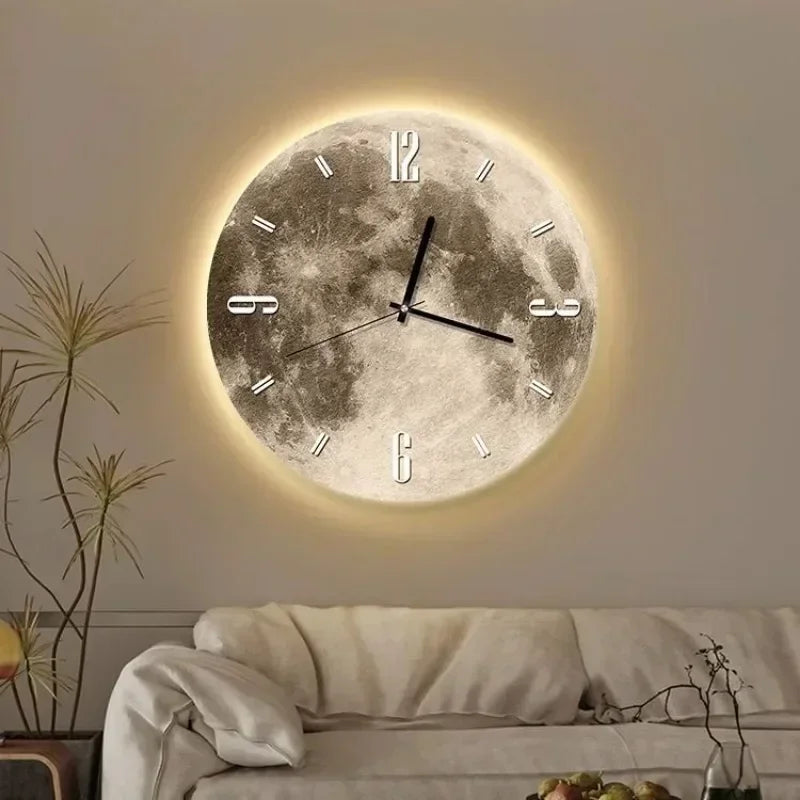 2023 New Decorative Painting Wall Creative Clock Light Light Clock Wall Clock Living Room Home Decoration Supplies 