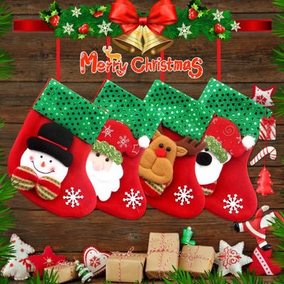 Christmas Stocking Christmas Gift Bag Fireplace Decoration Santa Stocking New Year Candy Holder Christmas Decoration Supplies 
