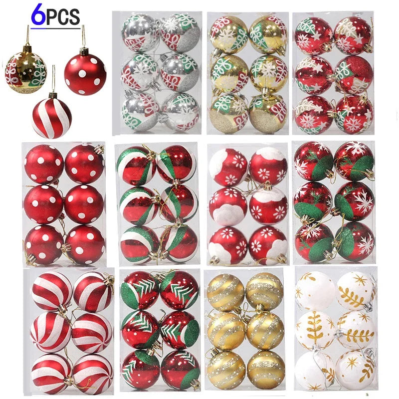 12/6pcs Christmas Balls Christmas Tree Ornament Xmas Party Hanging Ball New Year Gift Bright Ball Christmas Decoration Navidad