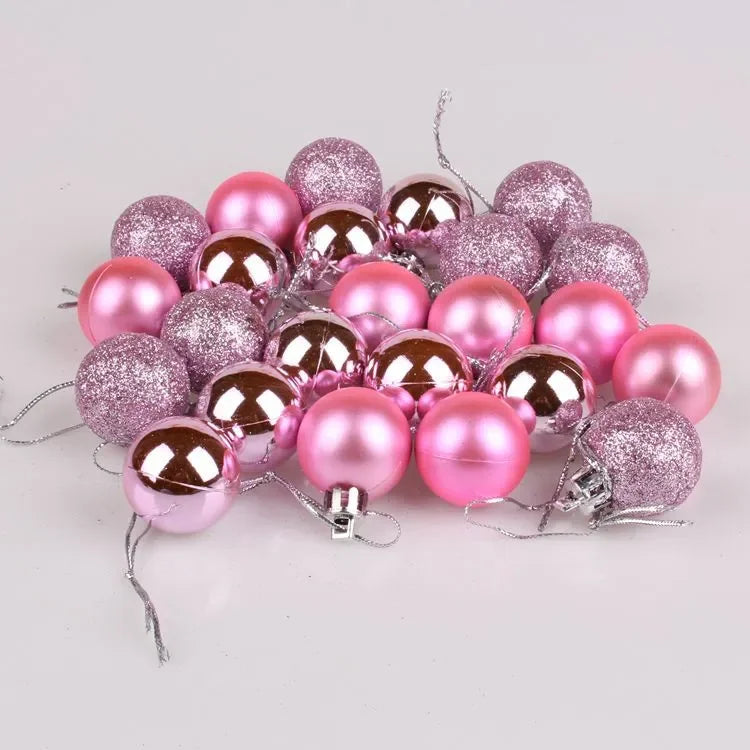 24Pcs Christmas Balls Ornament Plastic Christmas Tree Gold Red Pink Ball Pendant Hanging Decor Christmas Decoration 2024 Navidad