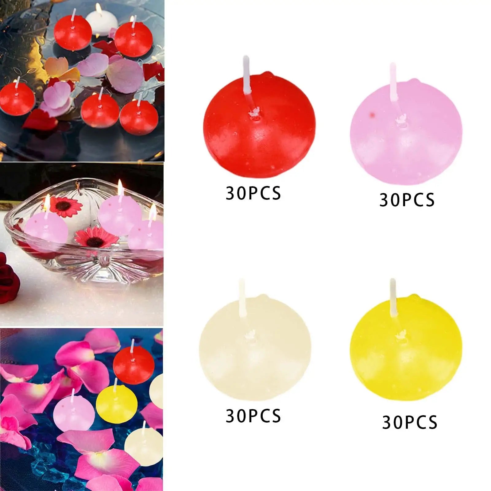 30 Pieces Unscented Floating Candles Tealights Candles Home Decoration for Celebration Valentines Halloween Christmas Bathtub