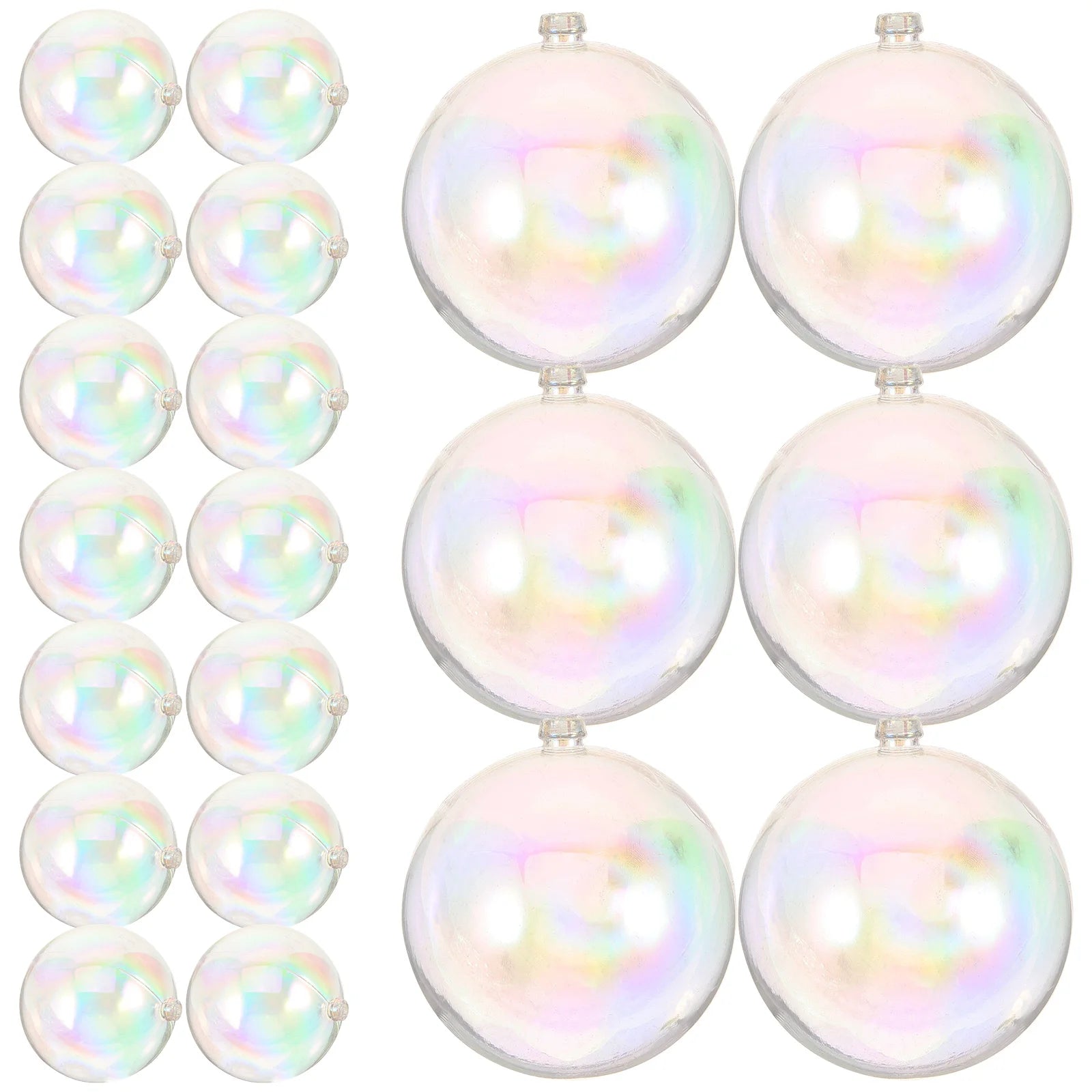 25 Pcs Christmas Decoration Ball Balls Clear Iridescent Ornaments Shatterproof Decorations Plastic Xmas Mold