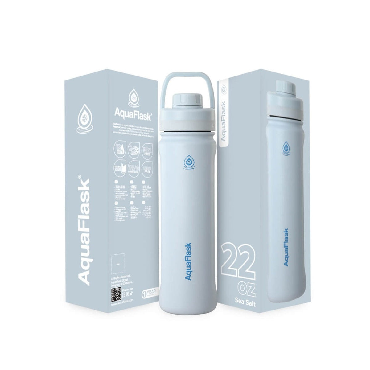 AquaFlask Sports Bottle 650ml (22oz) – Vacuum Insulated, Leak-Proof, BPA-Free 