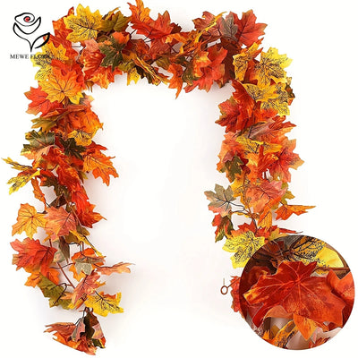 1pcs Artificial Maple Leaf Vine Rattan Simulation Hanging Vines Rattan Fall Home Garden Halloween Decor Wedding Party Decoration 