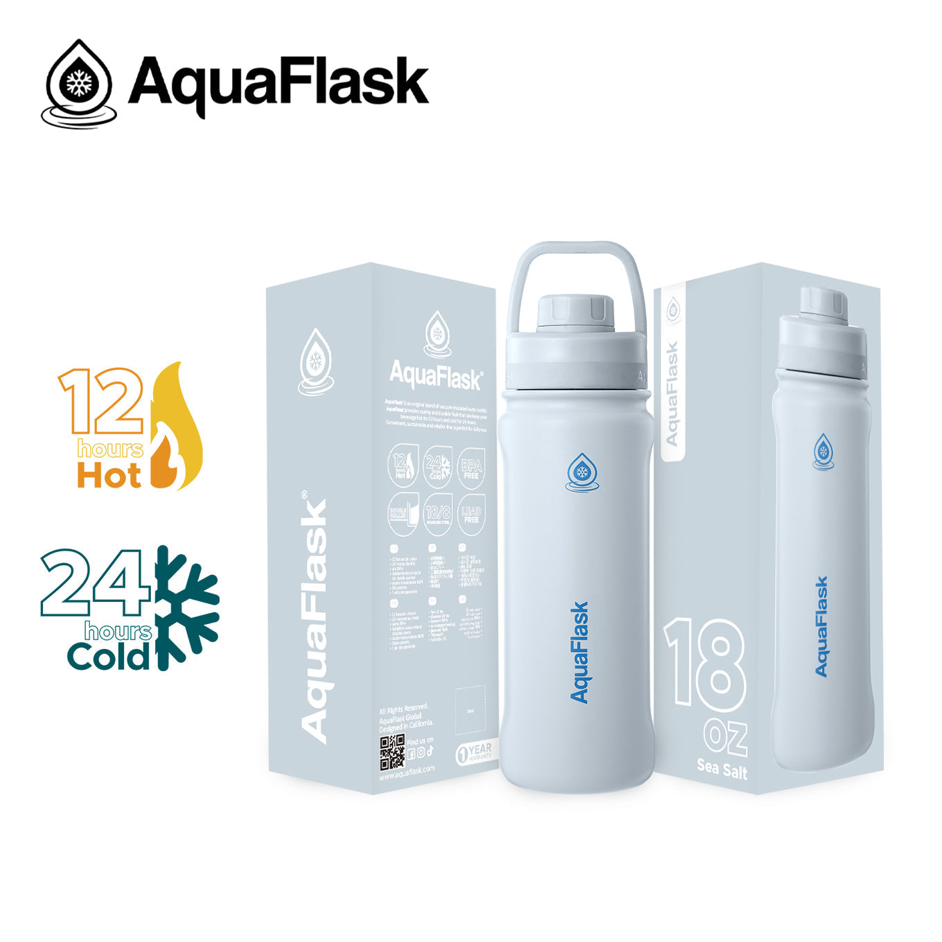 AquaFlask Original Vacuum Insulated Water Bottles 530ml (18oz) 