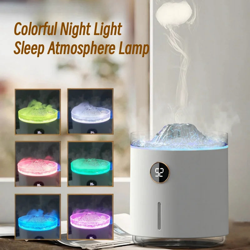 Volcano Flame Essential Oil Aroma Diffuser – 350ML USB Ultrasonic Mist Maker, Smoke Ring Air Humidifier, Mini Humidifier