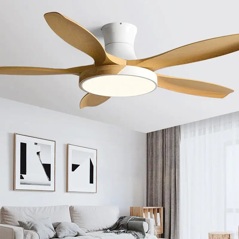 Large Wood Ceiling Fans with LED Light - 48,52,60 Inch DC Motor, Remote Control, 110V,220V for Living Room & Bedroom