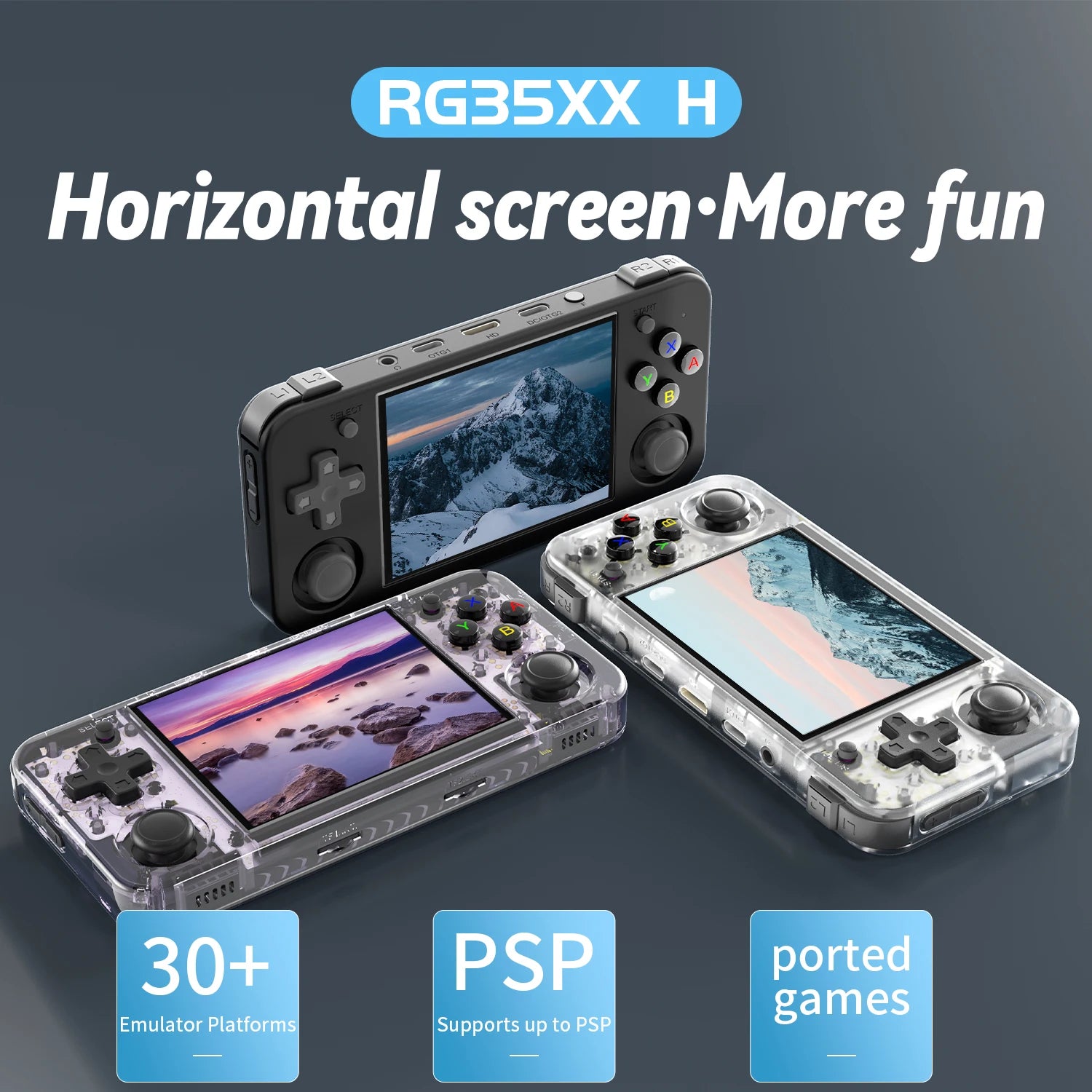 ANBERNIC RG35XX H Handheld Game Console – 3.5'' IPS Screen, HDMI Output, Linux System, RG35XXH Retro Video Simulator, Kids Gift