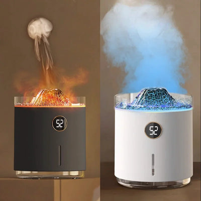 Volcano Flame Essential Oil Aroma Diffuser – 350ML USB Ultrasonic Mist Maker, Smoke Ring Air Humidifier, Mini Humidifier 
