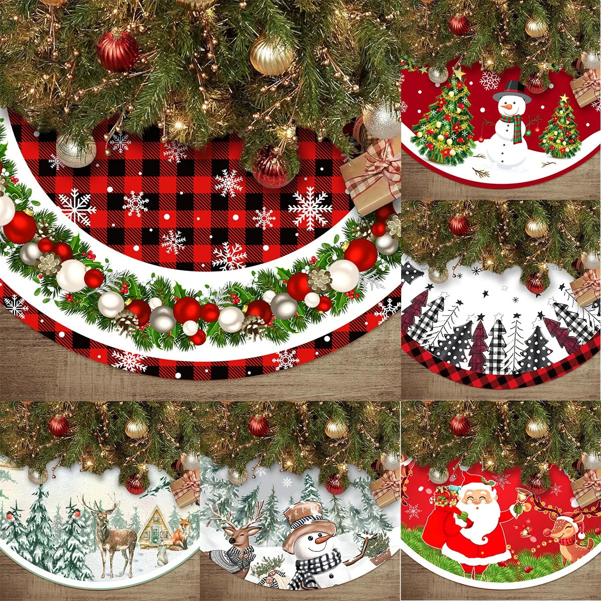 90/120cm Christmas Tree Skirts Plush Mat Christmas Decor for Home 2024 Tree Surround Base Mat Xmas Ornament New Year Gift 2025 