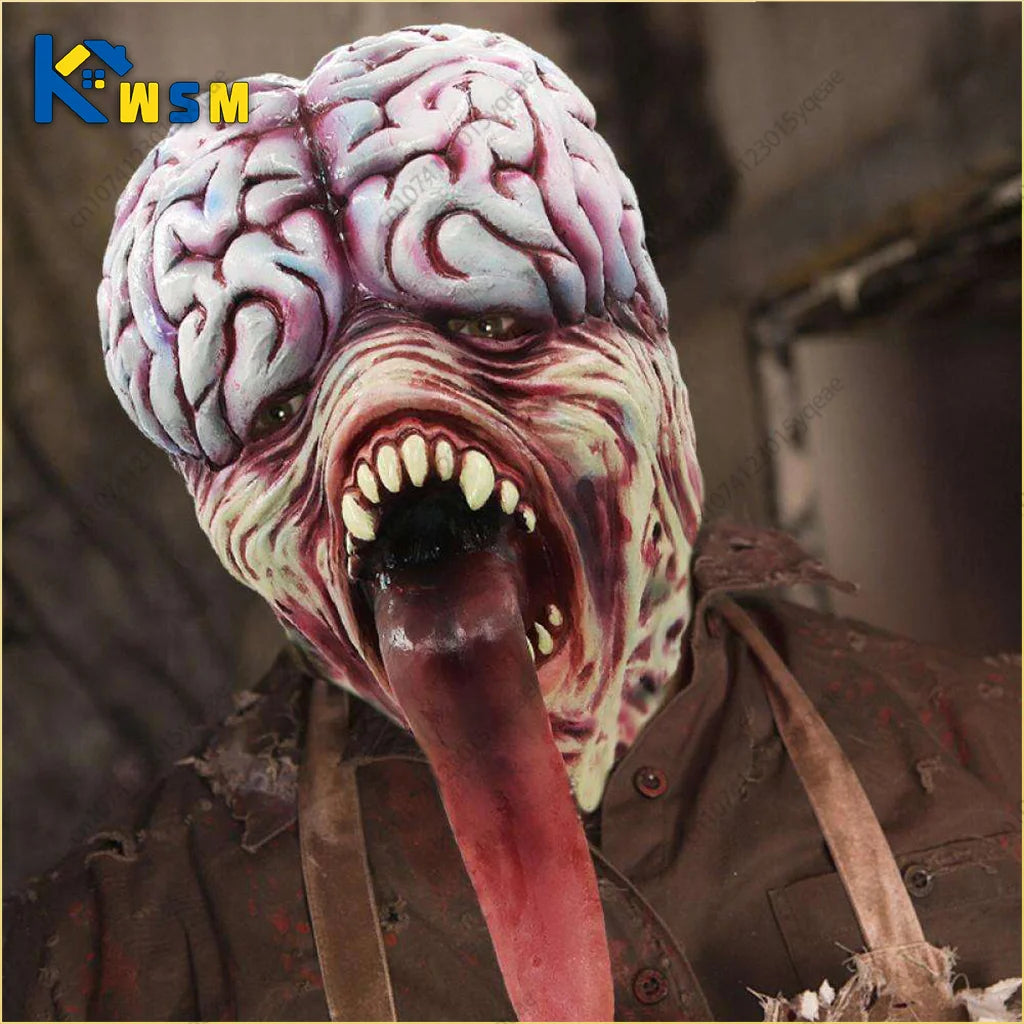 Halloween Zombie Mask Horror Big Heart Long Tongue Brain Blast Faceless Ghost Mask Zombie Role Play Halloween Party Decoration