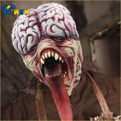 Halloween Zombie Mask Horror Big Heart Long Tongue Brain Blast Faceless Ghost Mask Zombie Role Play Halloween Party Decoration 
