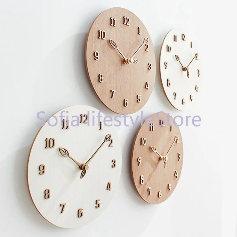 Korean Creative Wall Clock - Modern Wooden Design, Mute Living Room Clock, Simple and Fashionable Wall Watch