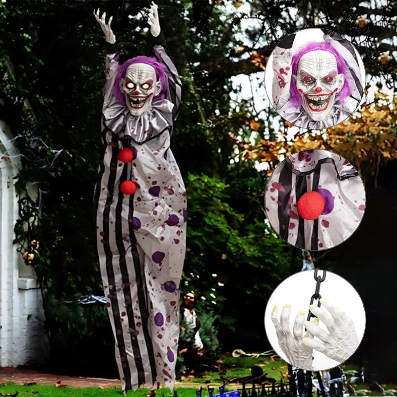 Halloween Decorations Electric Voice-activated Hanging Ghost Clown Hanging Ghost Haunted House Horror Decoration Props