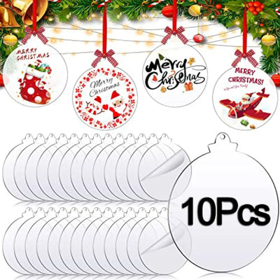 Xmas Acrylic Circles Discs Clear Blanks DIY Christmas Tree Hanging Decorations Keychain Charms Bauble Transparent Ornament Disc 