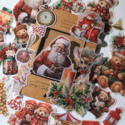 Vintage Christmas Sticker Pack Junk Journal Girl Paper Doll Sticker Collage Phone Laptop Diary Album Gift Scrapbooking Material 