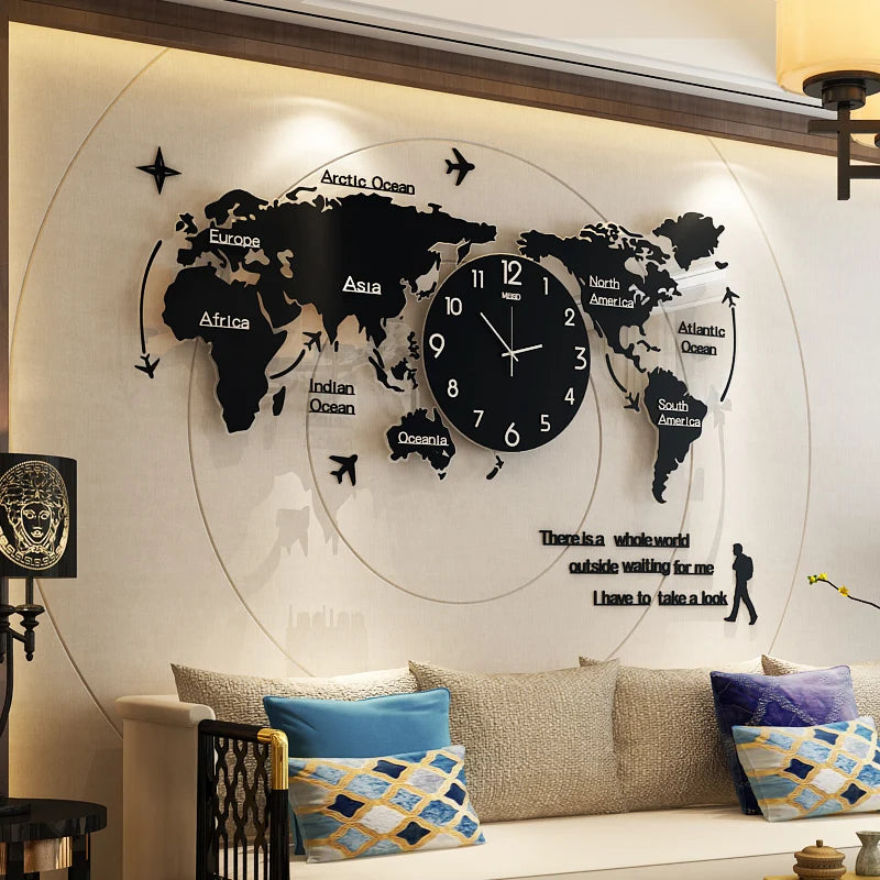 Acrylic Wall Clock 3D DIY Large Wall Hanging Clock with Wall Stickers Home Decorations 