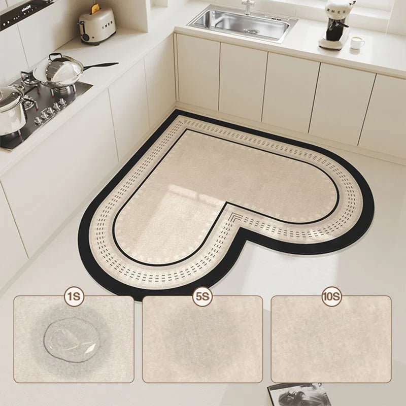 Non-Slip Absorbent PVC Floor Mats, Heart Shape Carpet, Bath Rug, Pink, Absorbs Water, Diatom Mud Pad, Valentine's Day 