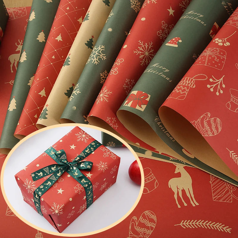 75x50cm Christmas Gift Wrapping Paper DIY Craft Paper Bag Gift Decoration Birthday New Year Party Wedding Gift Packaging Papers