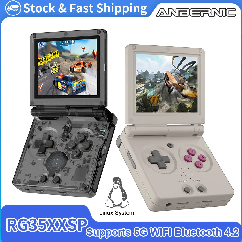 ANBERNIC RG35XXSP Retro Flip Handheld Game Console – 3.5" IPS Screen, Linux H700, Video Game Player, Support Streaming, WiFi, Bluetooth 