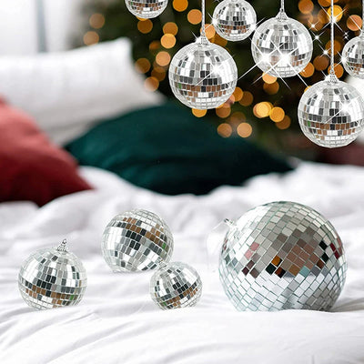 6pcs Mirror Balls Party Shining Ball Mirror Christmas Laser Reflective Glass Ball Disco Xmas Tree Ornaments Home Decoration 