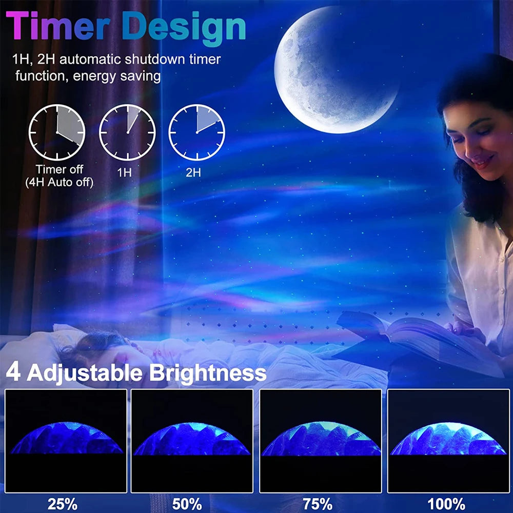 Aurora Star Light Projector with Moon – Galaxy Night Lights, Remote Control, Bluetooth Projection Lamp, Gift for Kids 