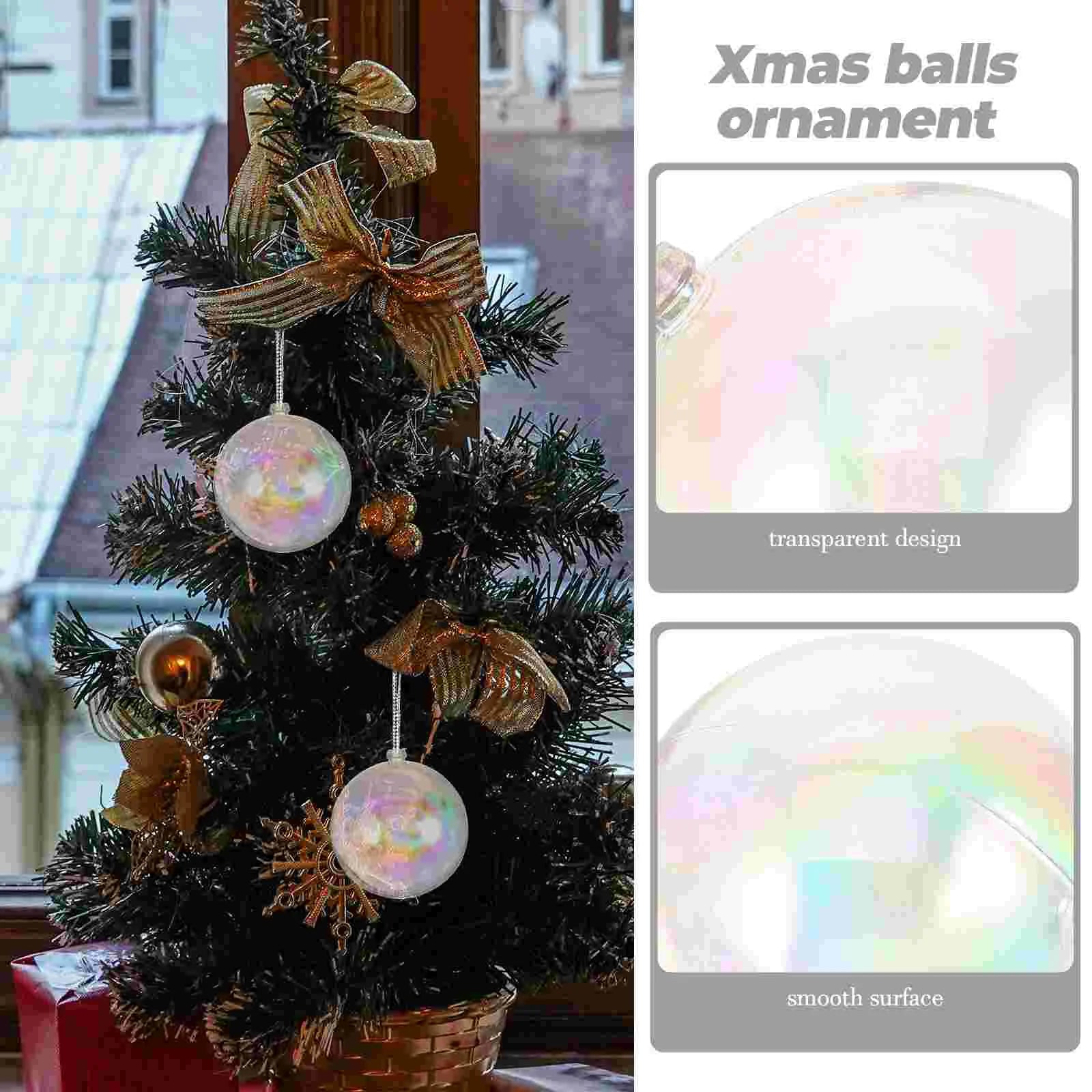 25 Pcs Christmas Decoration Ball Balls Clear Iridescent Ornaments Shatterproof Decorations Plastic Xmas Mold 