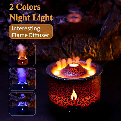 Volcano Fire Flame Air Humidifier & Aroma Diffuser – Essential Oil with Remote Control, Jellyfish Design for Home Fragrance and Mist Making 