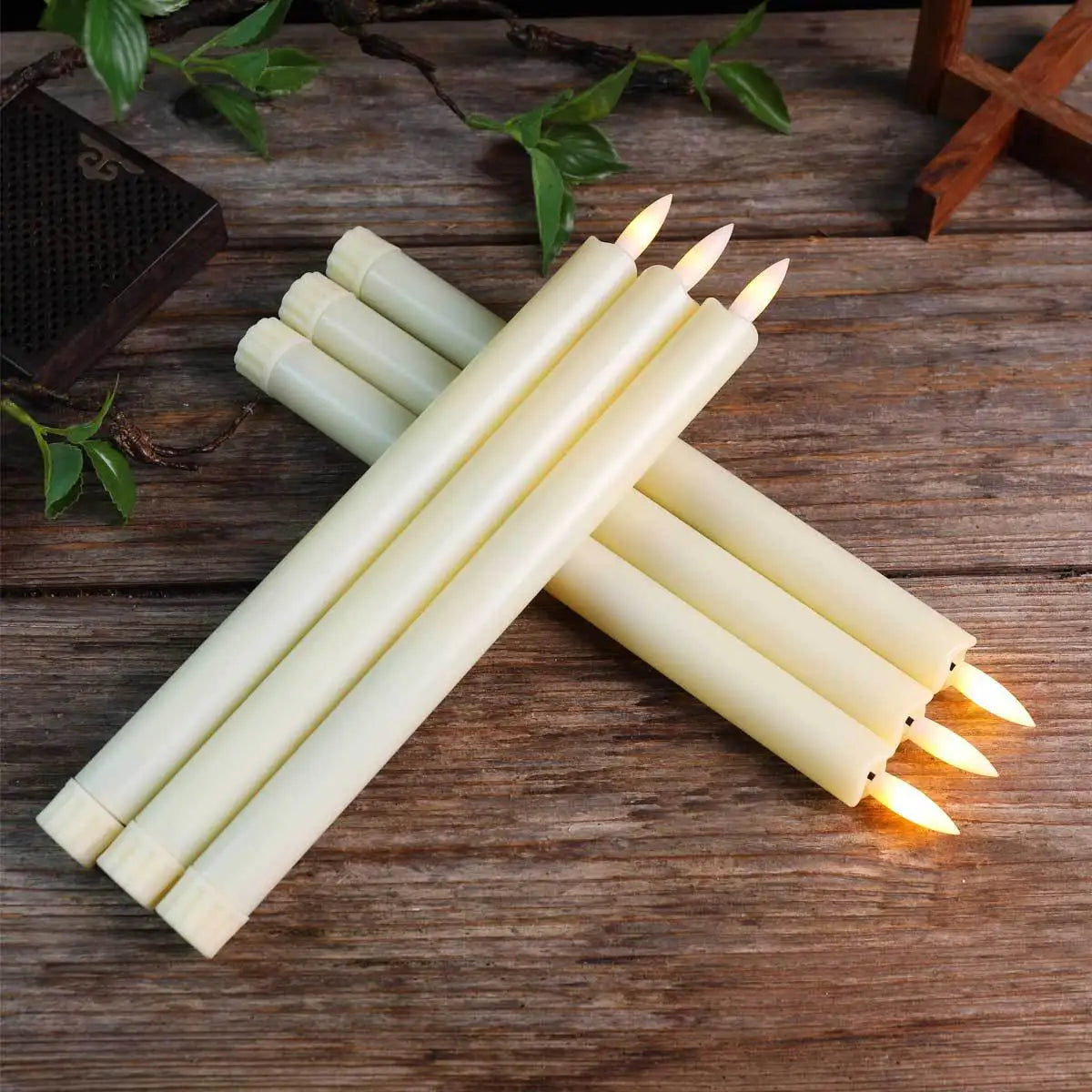 160 pcs Flickering Light Christmas LED Candles With Remote Control,10 inch Long Battery Operated Warm White Decorative Candles