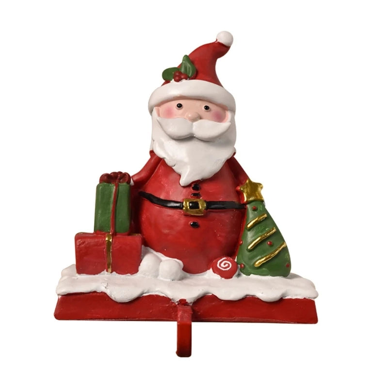 Christmas 3D Snowman Stocking Holder Resin Snowman Stocking Stand for Christmas Decors Mantle Hanger Holiday Charm