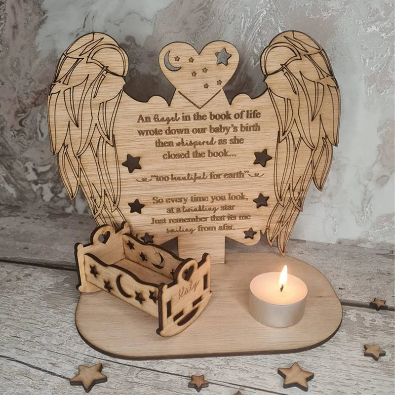 Christmas Remembrance Candle Ornament To Remember Loved Ones, Personalised Wooden Candle Holder Merry Xmas Memory 