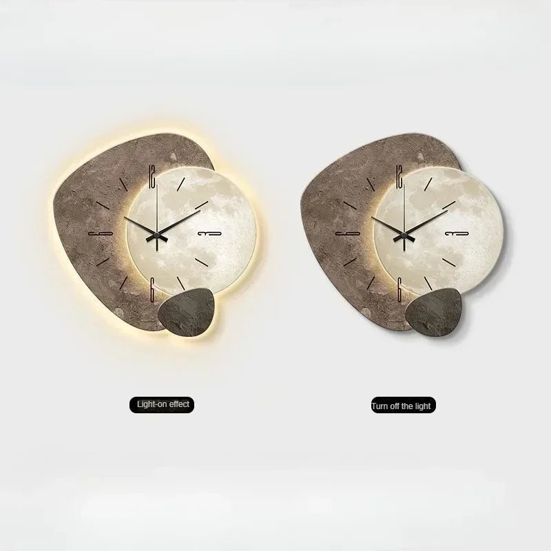 2024 New Cream Wind Living Room Home Dining Room Clock Hanging Wall Decoration Creative Silent Clock Wall Light 