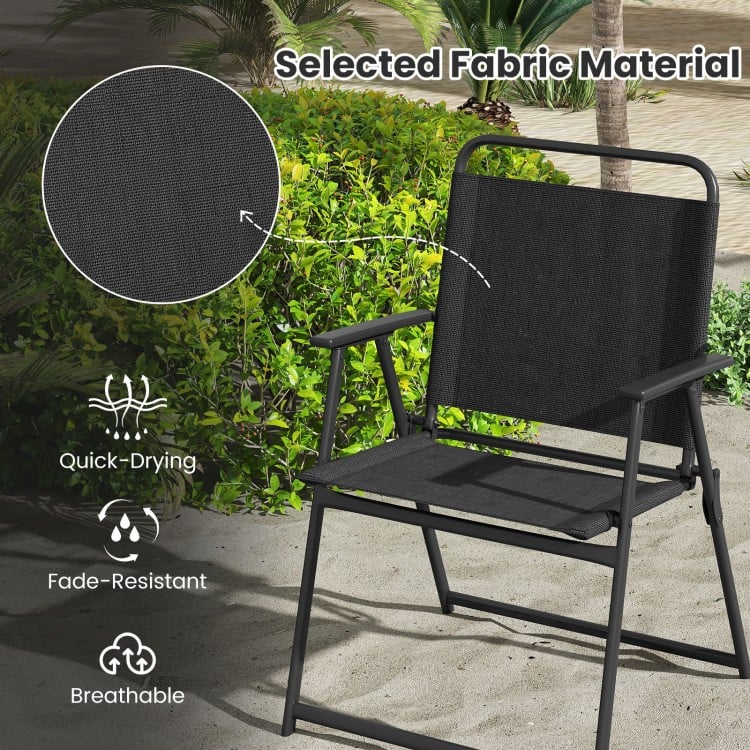 Set of 2/4/6 Outdoor Folding Chairs with Breathable Seat-Set of 2