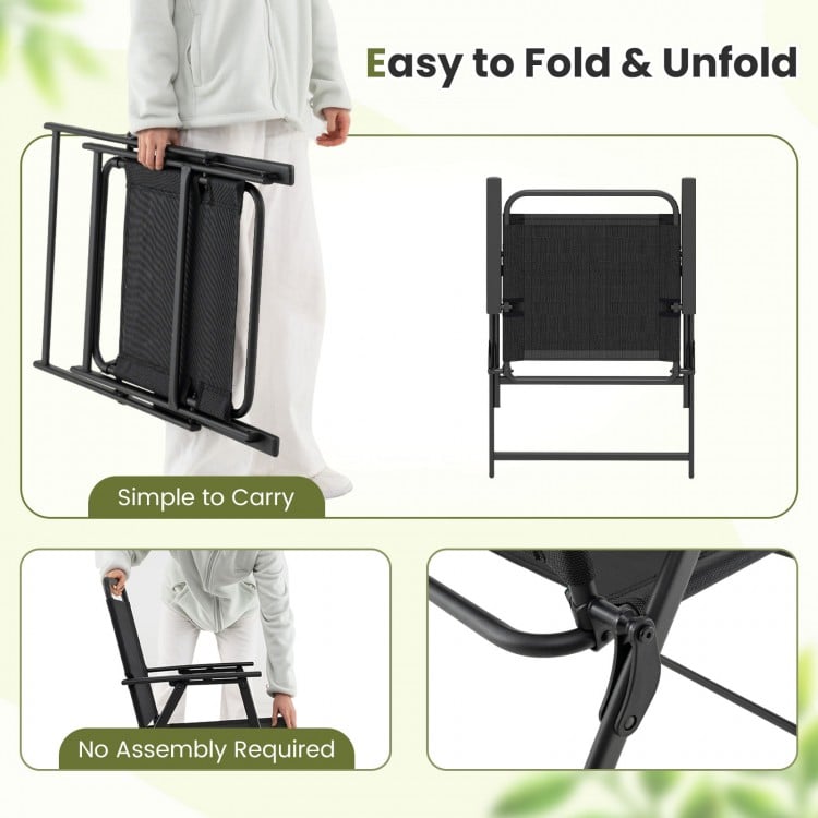 Set of 2/4/6 Outdoor Folding Chairs with Breathable Seat-Set of 2