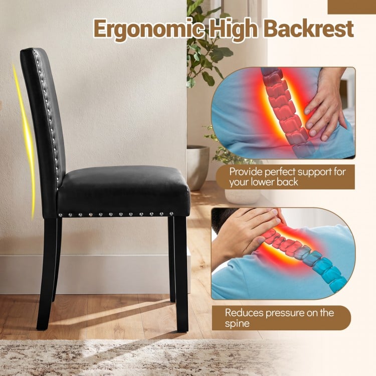 Set of 2 Dining Chairs with Solid Rubber and Wood Legs