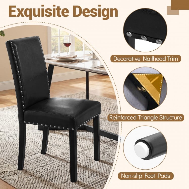 Set of 2 Dining Chairs with Solid Rubber and Wood Legs