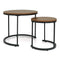 Set of 2 Modern Round Stacking Nesting Coffee Tables for Living Room-Light Brown