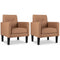 Set of 2 Modern PU Leather Accent Chairs with Removable Cushions – Brown Living Room Chairs
