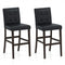 Set of 2 PVC Leather Bar Stools with Solid Wood Legs