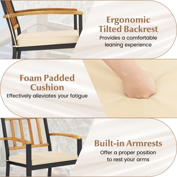 Set of 2 Patio Dining Chairs with Removable Padded Cushions-17 Inches